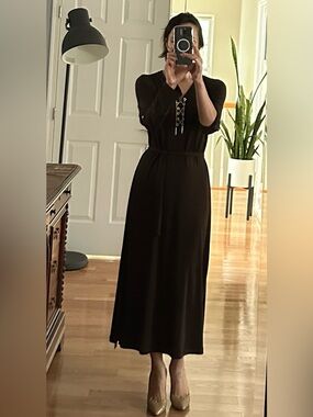 MICHAEL Michael Kors Brown Lace-Up Maxi Dress